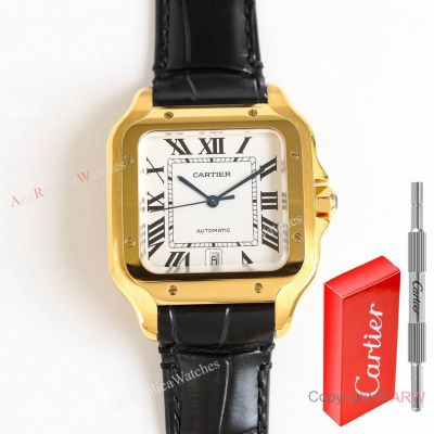TW Factory Swiss Santos Cartier Men's 39.8 Leather Strap with Upgrade buckle